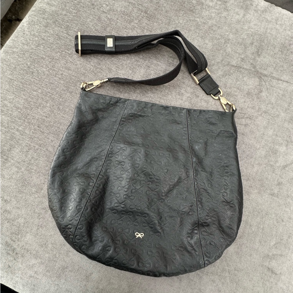 Anya Hindmarch Black Bow Tie Crossbody Bag